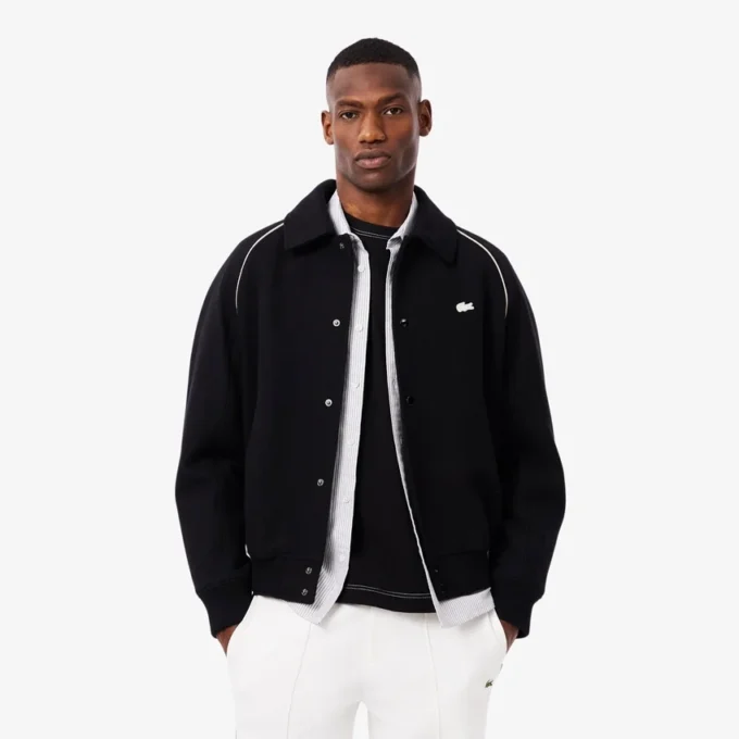 Herren-Varsity-Jacke aus Wolle mit Badge-Akzent Herren-Varsity-Jacke aus Wolle mit Badge-Akzent