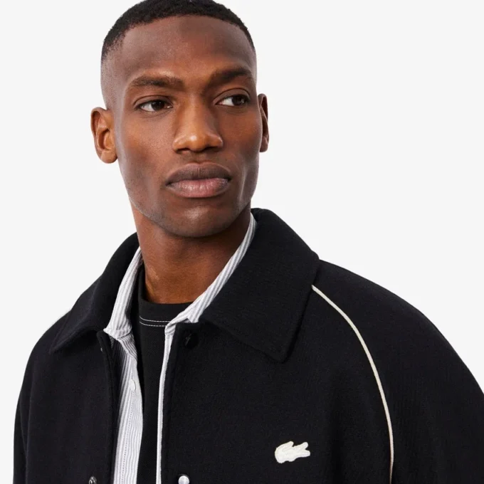Herren-Varsity-Jacke aus Wolle mit Badge-Akzent Herren-Varsity-Jacke aus Wolle mit Badge-Akzent