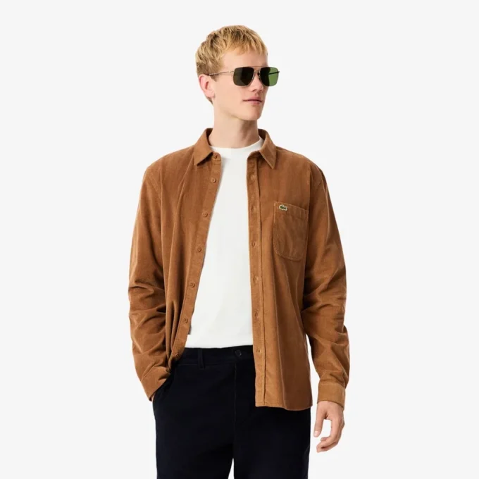 Herren-Velourshemd in Regular Fit