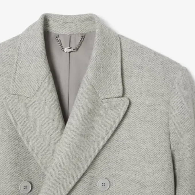 Herren-Wollmantel mit Chevron-Muster und doppelter Knopfleiste Herren-Wollmantel mit Chevron-Muster und doppelter Knopfleiste