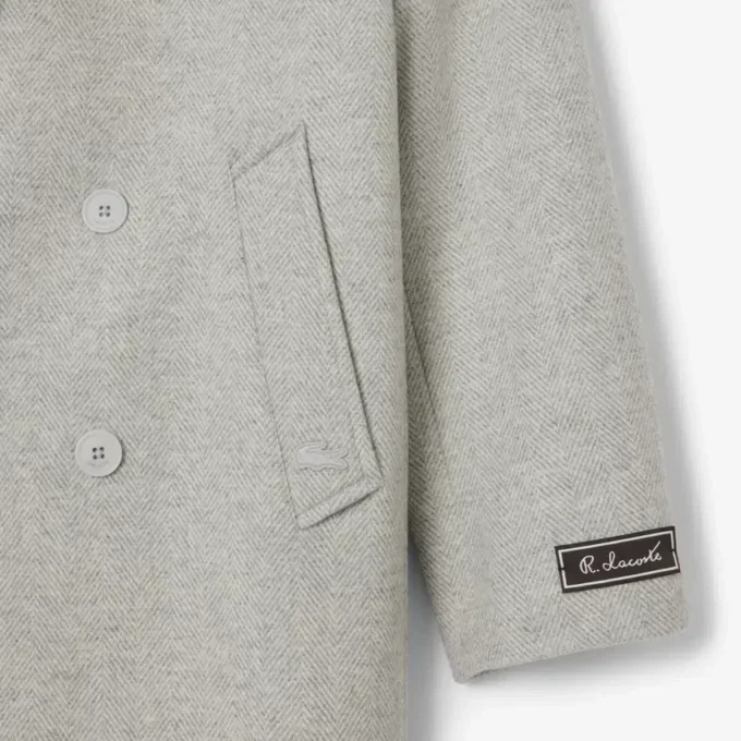 Herren-Wollmantel mit Chevron-Muster und doppelter Knopfleiste Herren-Wollmantel mit Chevron-Muster und doppelter Knopfleiste