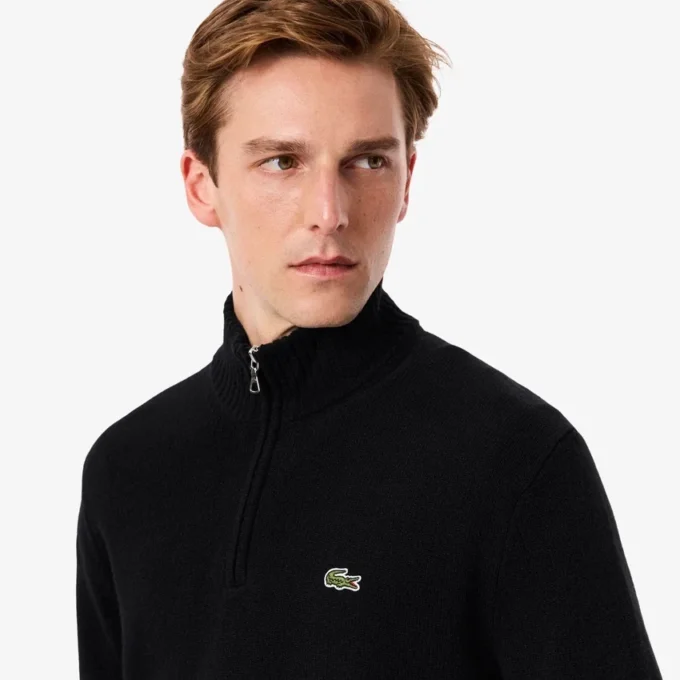 Herren-Wollpullover mit Reißverschluss und hohem Kragen Herren-Wollpullover mit Reißverschluss und hohem Kragen