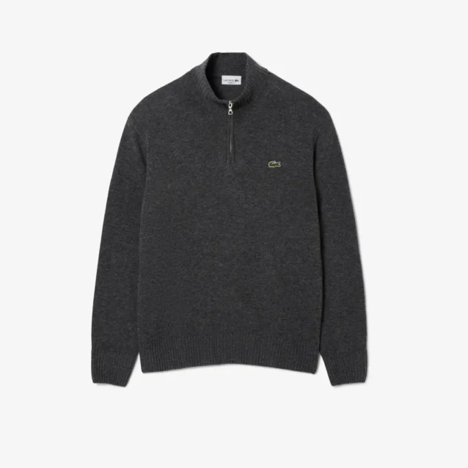 Herren-Wollpullover mit Reißverschluss und hohem Kragen Herren-Wollpullover mit Reißverschluss und hohem Kragen