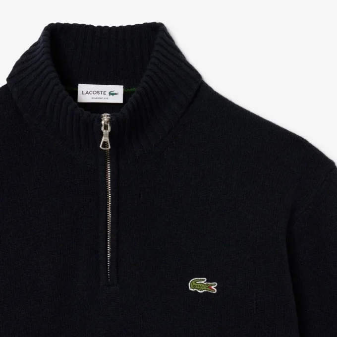 Herren-Wollpullover mit Reißverschluss und hohem Kragen Herren-Wollpullover mit Reißverschluss und hohem Kragen