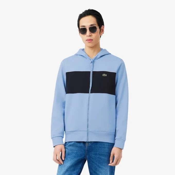 Hoodie mit Reißverschluss und Farbblock-Design Hoodie mit Reißverschluss und Farbblock-Design