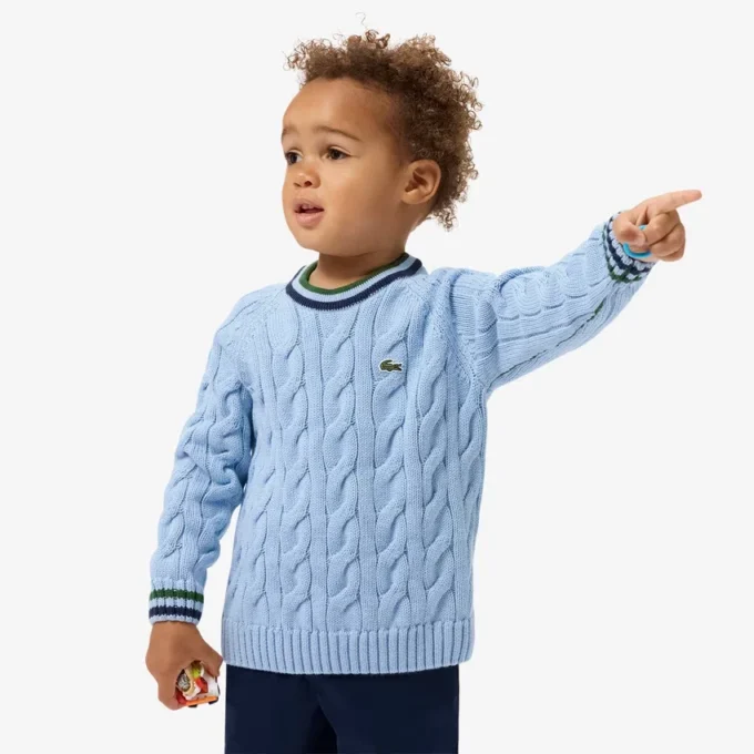 Jungen-Pullover aus Baumwolle und Wolle mit Rundhalsausschnitt Jungen-Pullover aus Baumwolle und Wolle mit Rundhalsausschnitt