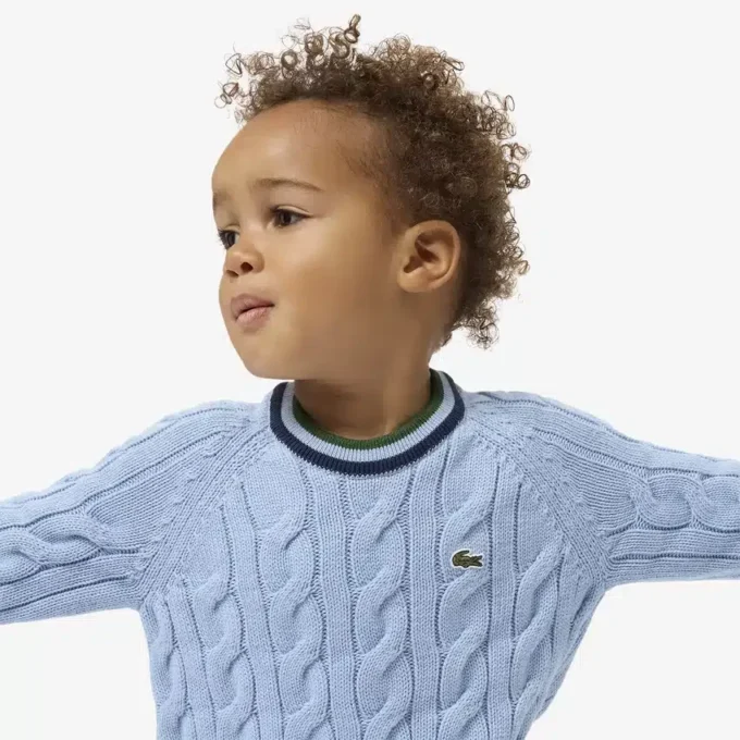 Jungen-Pullover aus Baumwolle und Wolle mit Rundhalsausschnitt Jungen-Pullover aus Baumwolle und Wolle mit Rundhalsausschnitt