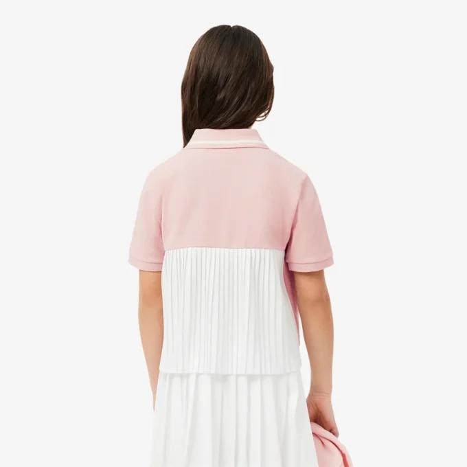 Kinder-Piqué-Poloshirt mit Falten am Rücken Kinder-Piqué-Poloshirt mit Falten am Rücken