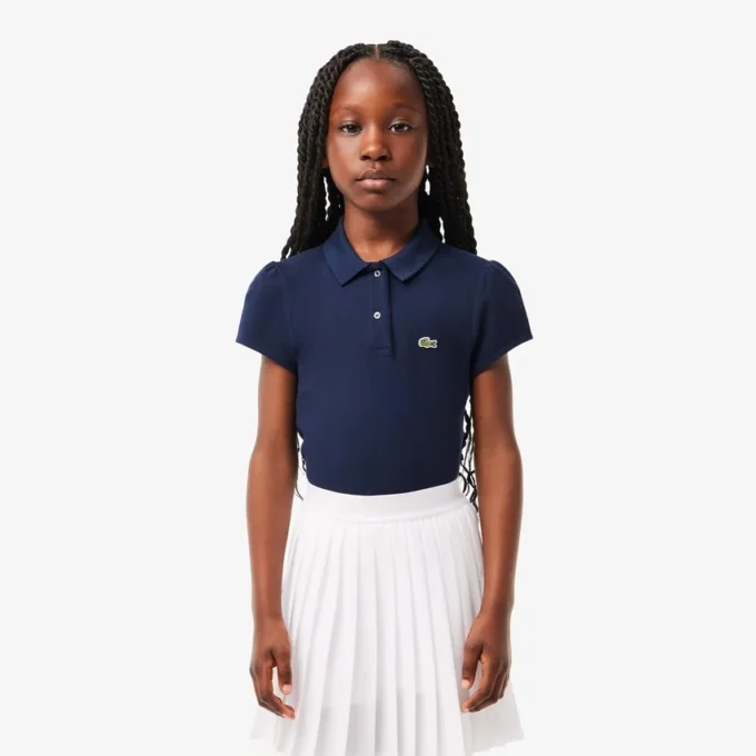 Kinder-Poloshirt mit gewelltem Kragen aus Mini-Piqué Kinder-Poloshirt mit gewelltem Kragen aus Mini-Piqué