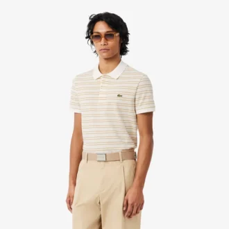 Klassisch geschnittenes gestreiftes Petit Piqué-Poloshirt