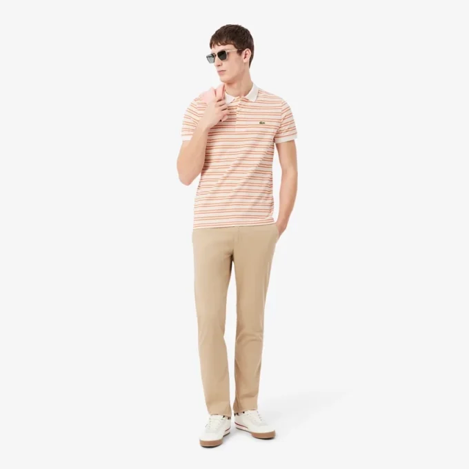 Klassisch geschnittenes gestreiftes Petit Piqué-Poloshirt
