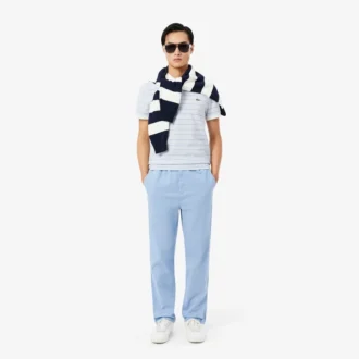 Klassisch geschnittenes gestreiftes Petit Piqué-Poloshirt