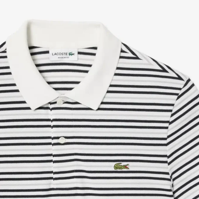 Klassisch geschnittenes gestreiftes Petit Piqué-Poloshirt