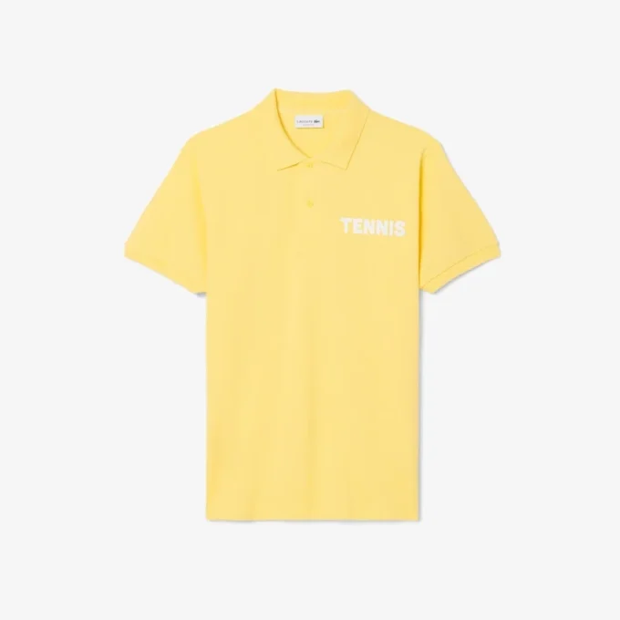 Klassisch geschnittenes Petit-Piqué-Poloshirt mit Aufdruck