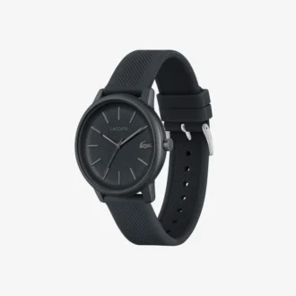 Lacoste.12.12 Move 3-Zeiger-Uhr, schwarzes Silikon