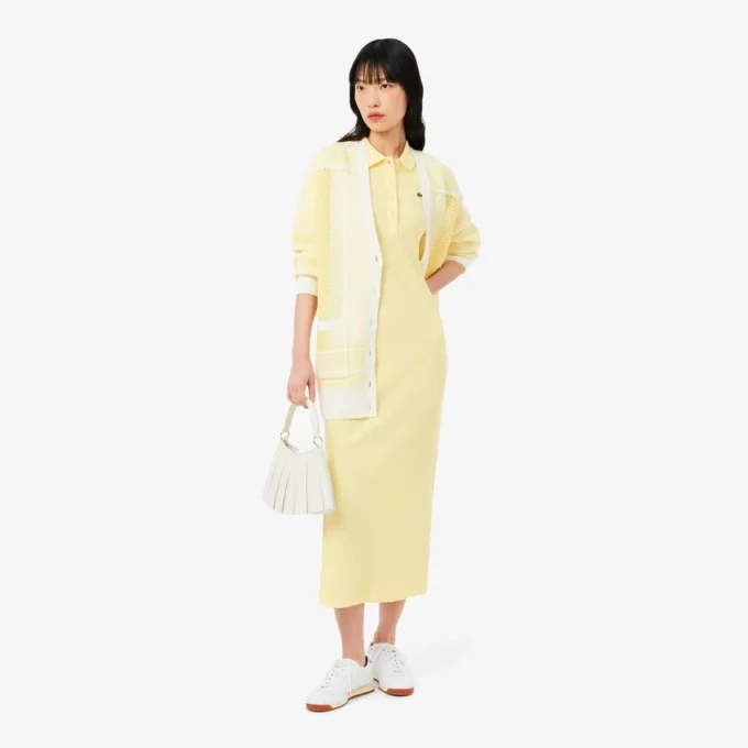 Langes Poloshirt aus gerippter Baumwolle für Damen Langes Poloshirt aus gerippter Baumwolle für Damen