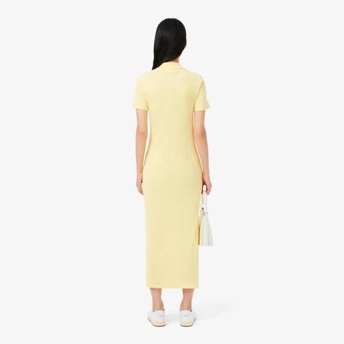 Langes Poloshirt aus gerippter Baumwolle für Damen Langes Poloshirt aus gerippter Baumwolle für Damen