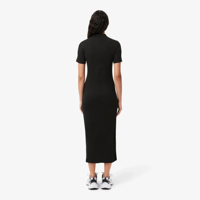 Langes Poloshirt aus gerippter Baumwolle für Damen Langes Poloshirt aus gerippter Baumwolle für Damen