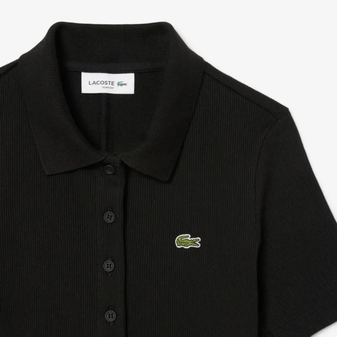 Langes Poloshirt aus gerippter Baumwolle für Damen Langes Poloshirt aus gerippter Baumwolle für Damen