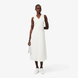 Langes, ärmelloses Plisseekleid