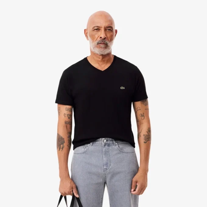 Leichtes Herren-T-Shirt aus Pima-Baumwolle mit V-Ausschnitt Leichtes Herren-T-Shirt aus Pima-Baumwolle mit V-Ausschnitt