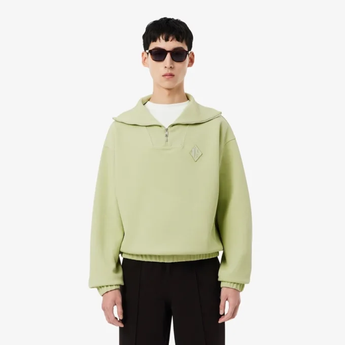 Locker sitzendes Sweatshirt mit Reißverschluss und Piqué-Stoff Locker sitzendes Sweatshirt mit Reißverschluss und Piqué-Stoff