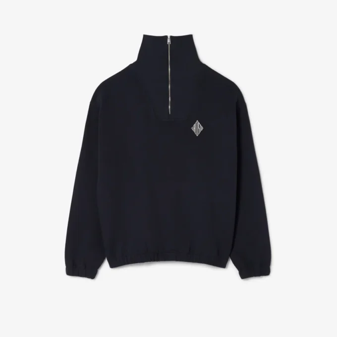 Locker sitzendes Sweatshirt mit Reißverschluss und Piqué-Stoff Locker sitzendes Sweatshirt mit Reißverschluss und Piqué-Stoff