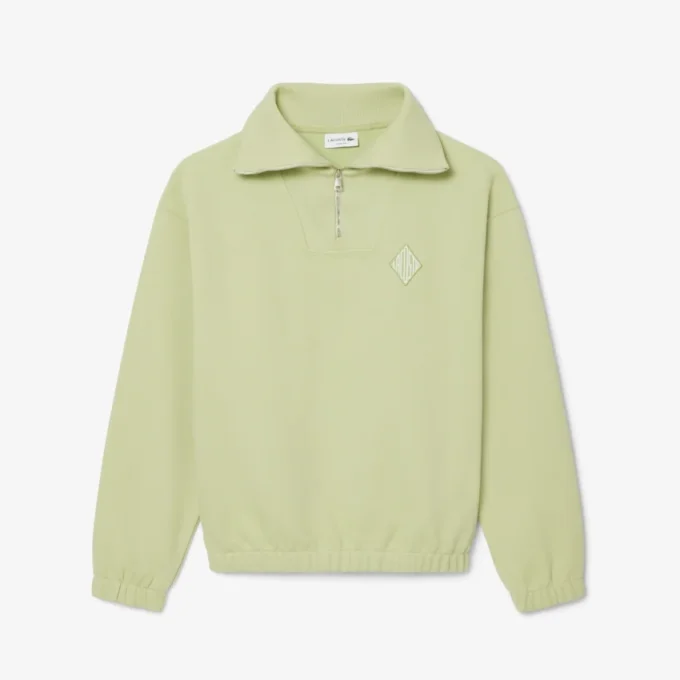 Locker sitzendes Sweatshirt mit Reißverschluss und Piqué-Stoff Locker sitzendes Sweatshirt mit Reißverschluss und Piqué-Stoff