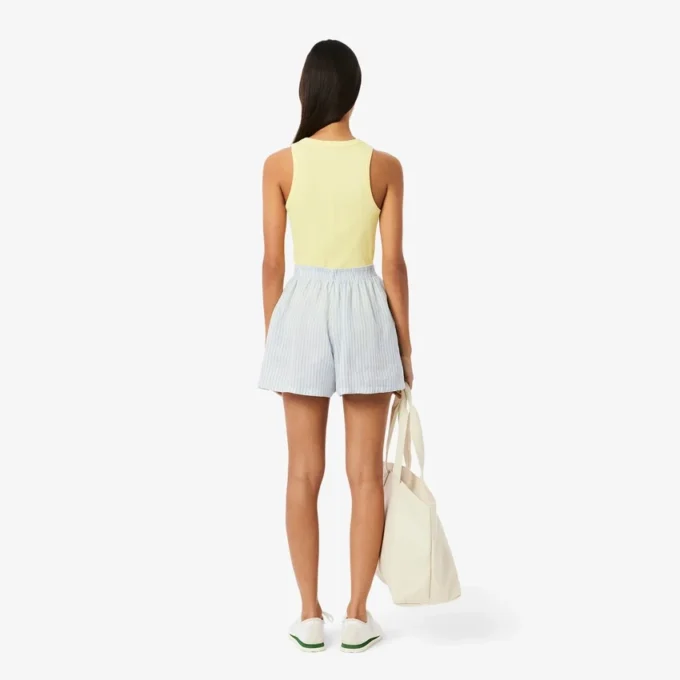 Lässige gestreifte Leinen-Shorts für Damen Lässige gestreifte Leinen-Shorts für Damen
