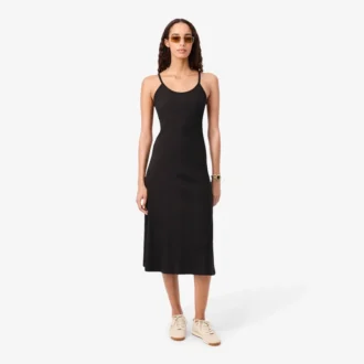 Maxikleid aus geripptem Baumwollstoff mit Trägern