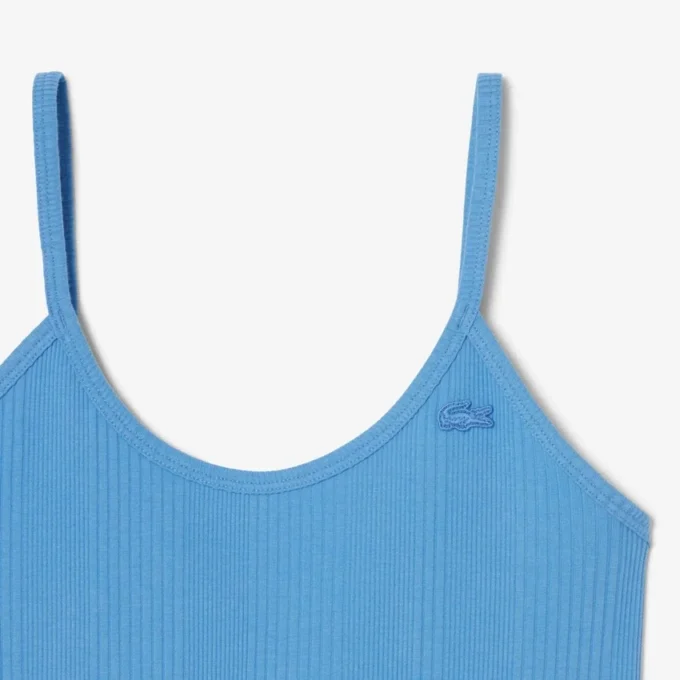 Maxikleid aus geripptem Baumwollstoff mit Trägern