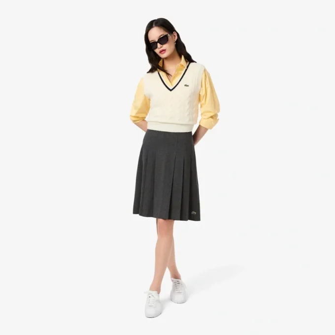 Midi-Rock aus plissiertem Flanell für Damen Midi-Rock aus plissiertem Flanell für Damen