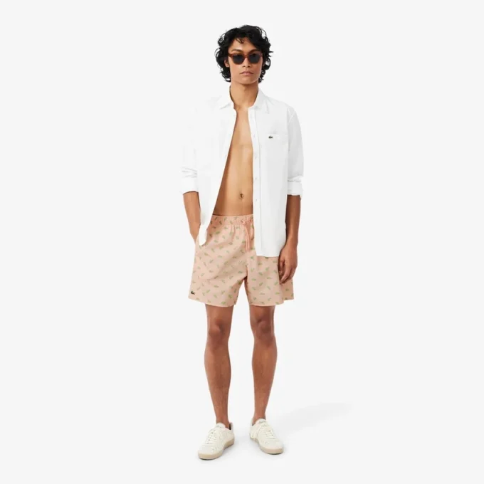 Mittellange Retroshorts mit Krokodil-Print Mittellange Retroshorts mit Krokodil-Print