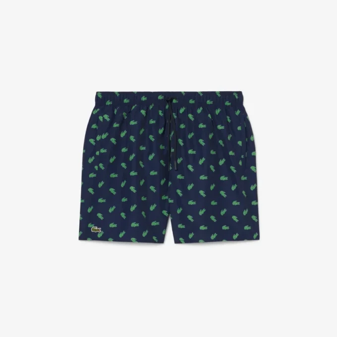 Mittellange Retroshorts mit Krokodil-Print