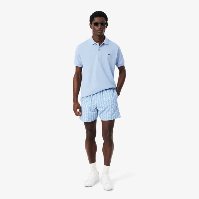 Mittellange Retroshorts mit Monogramm-Print Mittellange Retroshorts mit Monogramm-Print