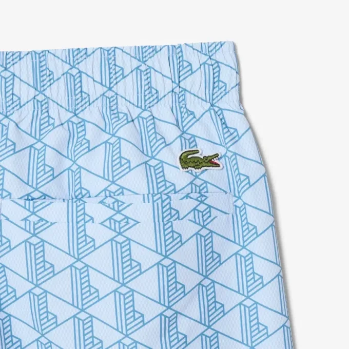 Mittellange Retroshorts mit Monogramm-Print Mittellange Retroshorts mit Monogramm-Print