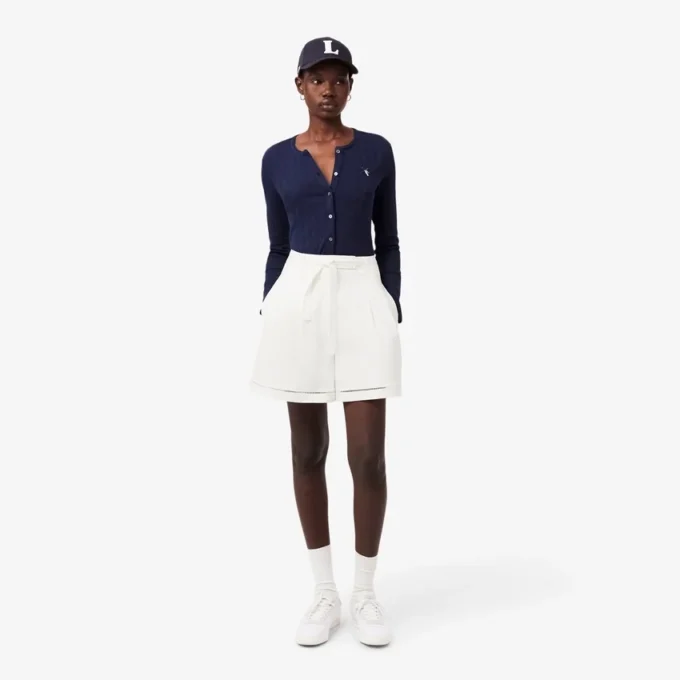 Oversized-Bermudashorts aus fließendem Leinen- und Polyester-Blend Oversized-Bermudashorts aus fließendem Leinen- und Polyester-Blend