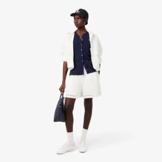 Oversized-Bermudashorts aus fließendem Leinen- und Polyester-Blend
