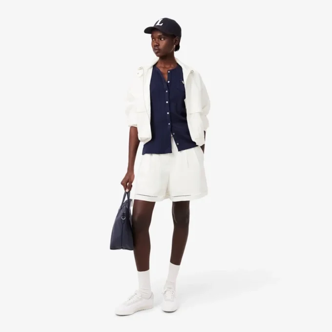 Oversized-Bermudashorts aus fließendem Leinen- und Polyester-Blend Oversized-Bermudashorts aus fließendem Leinen- und Polyester-Blend