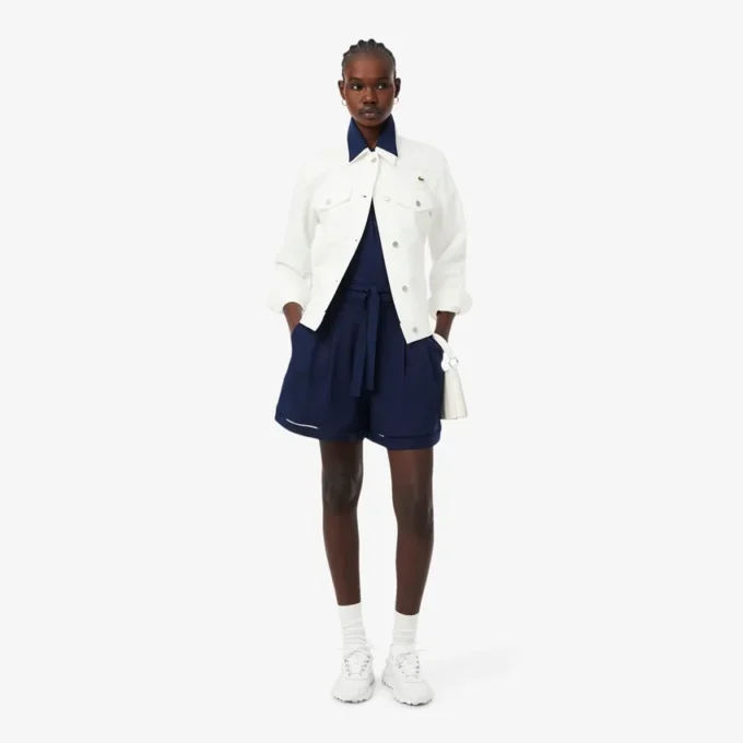 Oversized-Bermudashorts aus fließendem Leinen- und Polyester-Blend Oversized-Bermudashorts aus fließendem Leinen- und Polyester-Blend
