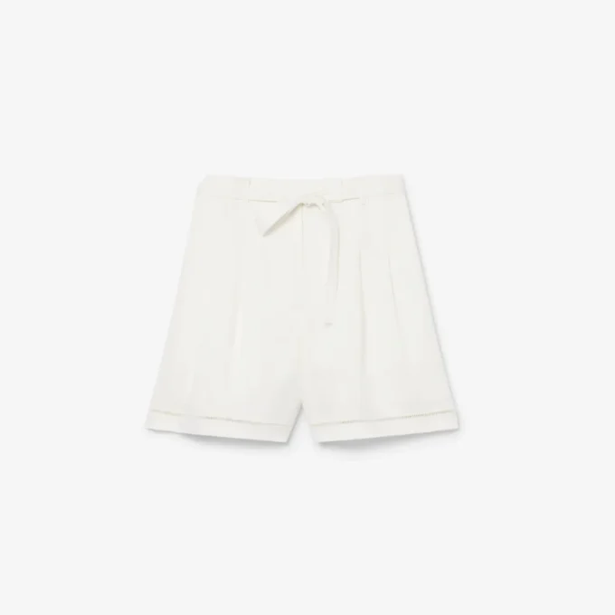 Oversized-Bermudashorts aus fließendem Leinen- und Polyester-Blend Oversized-Bermudashorts aus fließendem Leinen- und Polyester-Blend