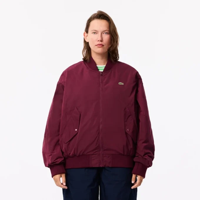 Oversized-Bomberjacke für Damen mit gerippten Bündchen Oversized-Bomberjacke für Damen mit gerippten Bündchen