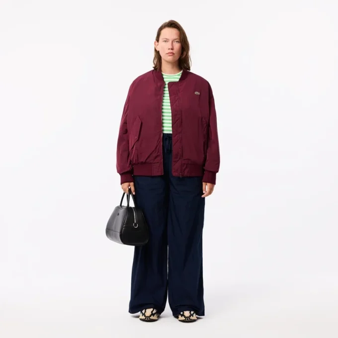 Oversized-Bomberjacke für Damen mit gerippten Bündchen Oversized-Bomberjacke für Damen mit gerippten Bündchen