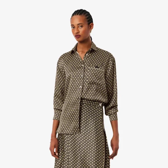 Oversized-Satinhemd mit Print Oversized-Satinhemd mit Print