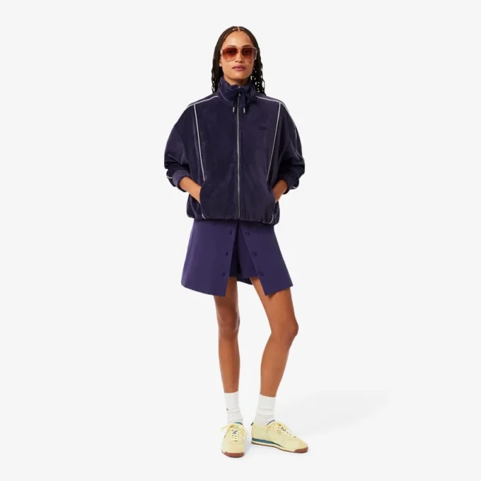 Oversized-Sweatshirt aus Velours mit Reißverschluss für Damen Oversized-Sweatshirt aus Velours mit Reißverschluss für Damen