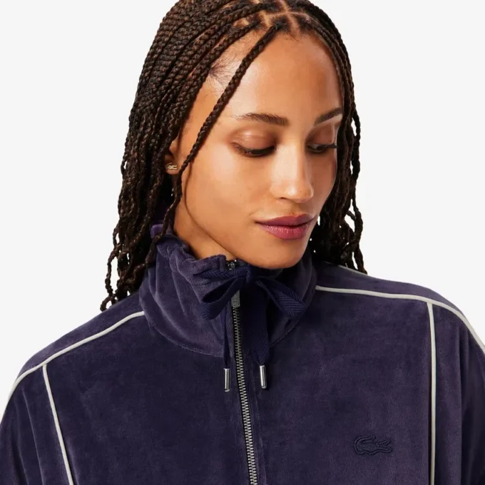 Oversized-Sweatshirt aus Velours mit Reißverschluss für Damen Oversized-Sweatshirt aus Velours mit Reißverschluss für Damen