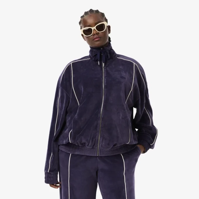 Oversized-Sweatshirt aus Velours mit Reißverschluss für Damen Oversized-Sweatshirt aus Velours mit Reißverschluss für Damen