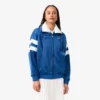 Oversized-Sweatshirt für Damen aus Satin mit Pointelle-Streifen Oversized-Sweatshirt für Damen aus Satin mit Pointelle-Streifen