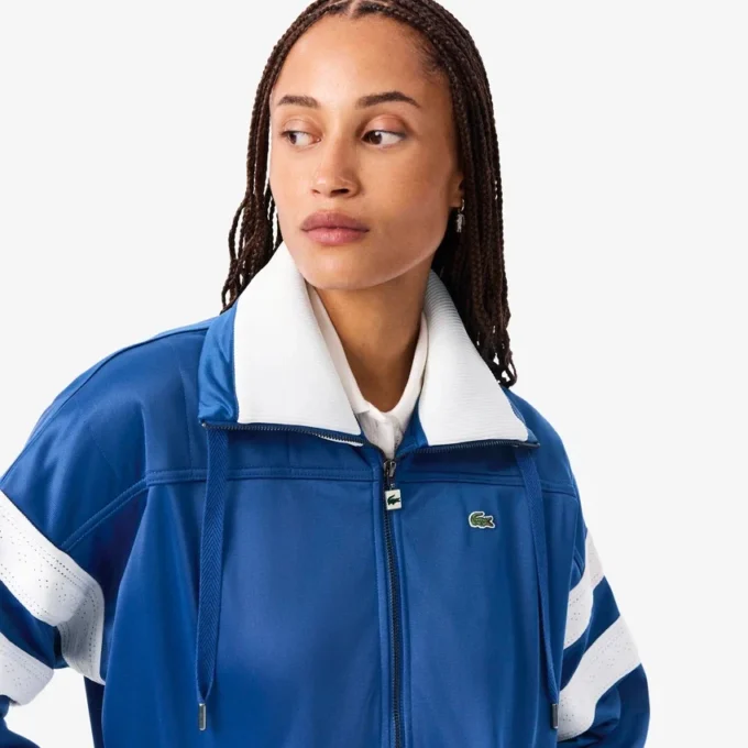Oversized-Sweatshirt für Damen aus Satin mit Pointelle-Streifen Oversized-Sweatshirt für Damen aus Satin mit Pointelle-Streifen