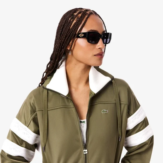 Oversized-Sweatshirt für Damen aus Satin mit Pointelle-Streifen Oversized-Sweatshirt für Damen aus Satin mit Pointelle-Streifen